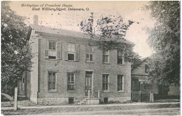 The birthplace of President Rutherford B. Hayes on East William Street in Delaware, Ohio, photographed in 1911; the house no longer stands.
