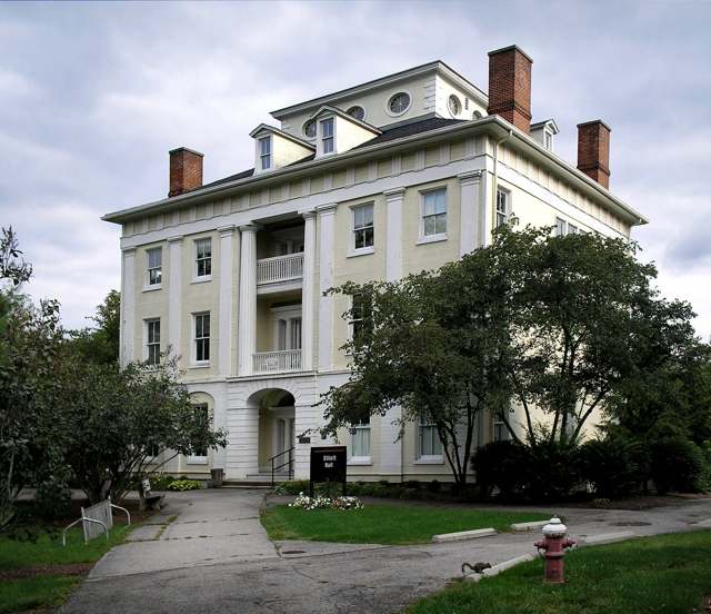 Elliott Hall at Ohio Wesleyan University in Delaware, Ohio - the rebuilt Mansion House hotel of 1834, now the university's oldest building and listed on the National Register of Historic Places.