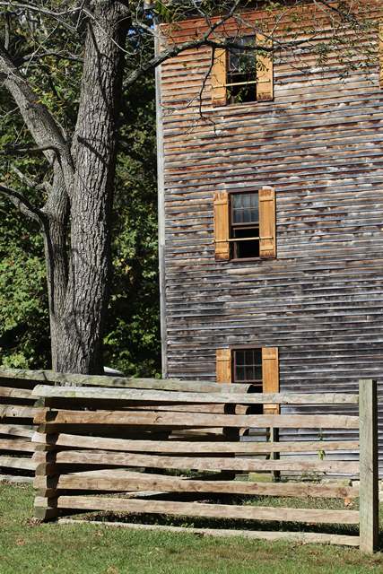 Rock Mill, the 1824 gristmill on the Hocking River's upper falls in Greenfield Township, listed on the National Register of Historic Places in 1990.