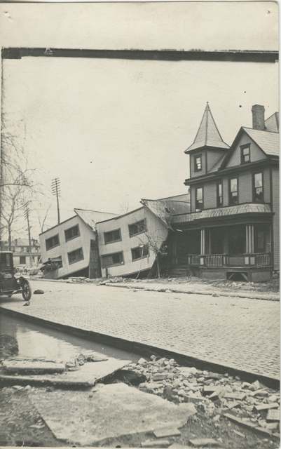 Two houses washed off their foundations in the Franklinton neighborhood during the Great Flood of March 1913.