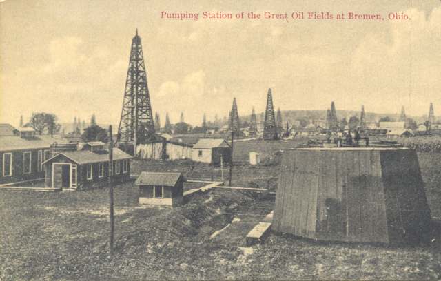 Postcard of a pumping station at the Bremen oil fields, from the height of the 1907-1920s boom
