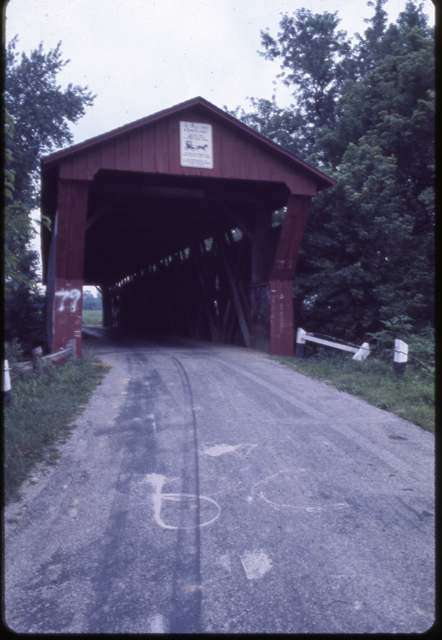 The Bergstresser (Dietz) covered bridge over Little Walnut Creek south of Canal Winchester, built in 1887 and the last covered bridge standing in Franklin County.