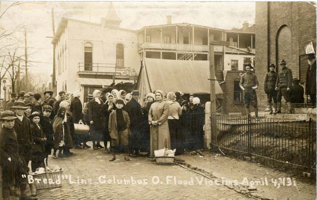 A bread line for flood victims in Columbus, April 4, 1913, ten days after the levee failed