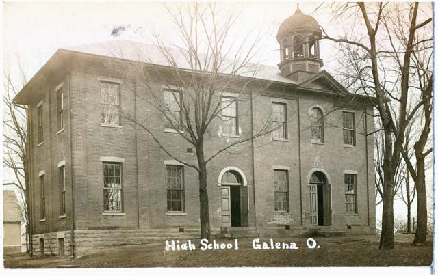 Postcard view of the Galena school, Delaware County