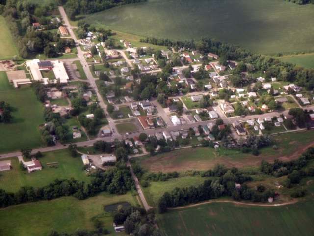 Aerial view of Kirkersville, along the former National Road