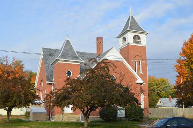 Front and south side of Lockbourne United Methodist Church, 1260 Vause Street, built 1893; photographed 2015