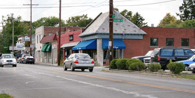 A commercial street scene in Marble Cliff