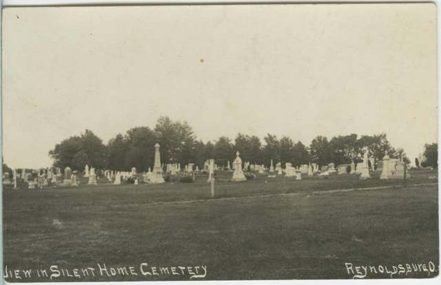 A postcard view of Silent Home Cemetery in Reynoldsburg.