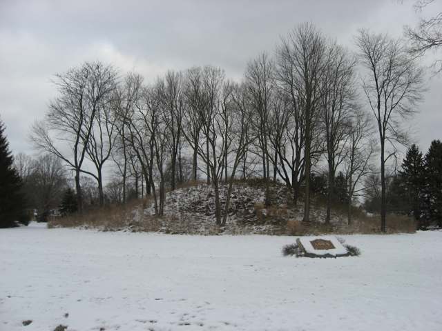 The Jeffers Mound, the surviving remnant of the Hopewell-era Worthington Earthworks, on the city's west side.