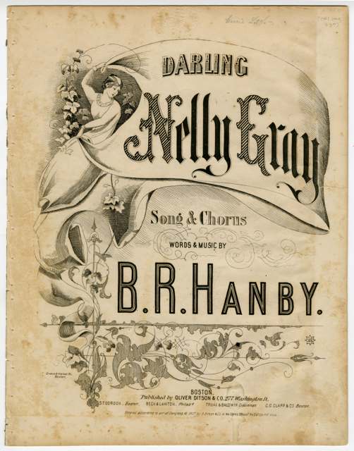 Cover of the sheet music for Benjamin Hanby's 'Darling Nelly Gray,' published in 1856.
