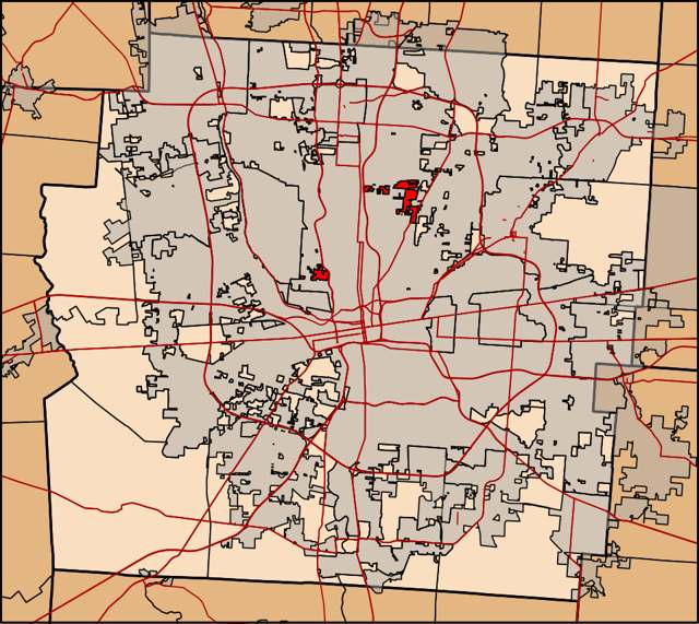 Modern outline map of Franklin County with Clinton Township's scattered unincorporated parcels highlighted.