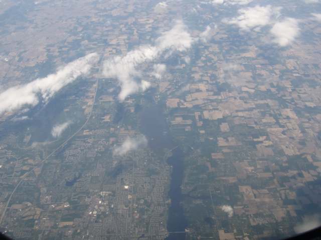 Aerial view over Genoa Township, showing its mix of rural and developing land near Columbus