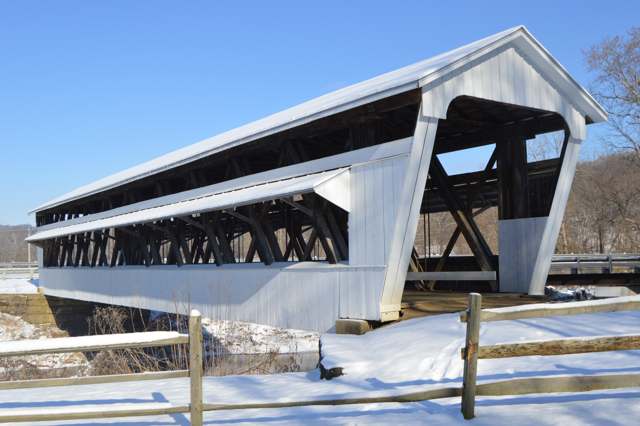 The Johnston Covered Bridge, built 1887, spanning Clear Creek southeast of Clearport in Madison Township