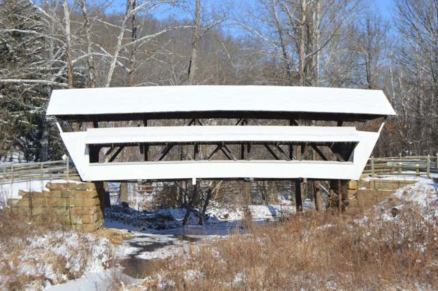 The Mink Hollow Covered Bridge, built 1887, spanning Arney Run northeast of Clearport