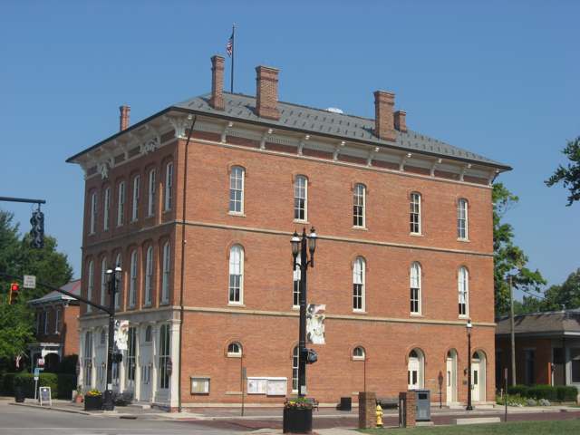 Groveport Town Hall, built 1876 at Main and Front Streets, part of the Groveport Town Hall Historic Group; photographed 2012
