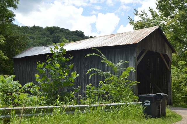 The Davis Farm Covered Bridge, carrying a farm driveway over the Rocky Fork in eastern Mary Ann Township; built 1947