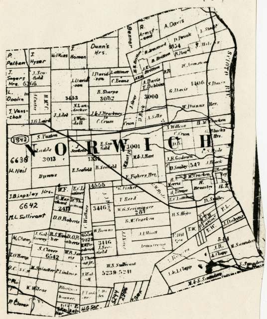 Property ownership plat map of Norwich Township, Franklin County, Ohio, drawn by E. F. Wheeler of Columbus.