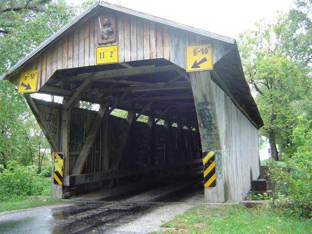 Chambers Road Covered Bridge, a Childs truss span built 1874 near Olive Green, Porter Township