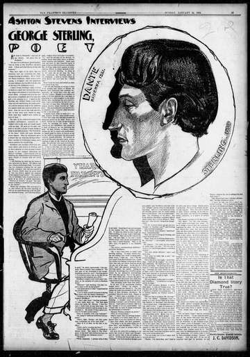 Leading critic Ashton Stevens interviews poet George Sterling and his friend Herman George Scheffauer for the January 24