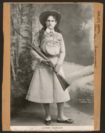Title: Annie Oakley - famous rifle shot and holder of the Police Gazette championship medal Abstract/medium: 1 photomech