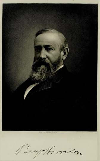 Benjamin Harrison, steel engraving by Henry Bryan Hall, Jr., 1889