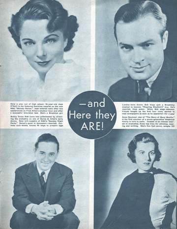 Jean O'Neill, Bob Hope, Bobby Dolan, and Anne Seymour (singer), 1937 - Radio Guide July 1937