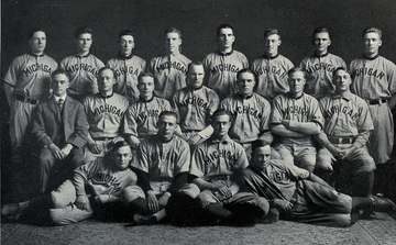 1913 University of Michigan baseball teamBack row: Webber (catcher), George Sisler (pitcher), Baker (short stop), Rogers