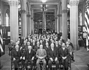 Gathering in the Great Hall of fifty leaders of the scientific, political and industrial life of the country at a confer