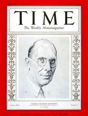 Time magazine cover 9 January 1933. Title: "Charles Franklin Kettering".