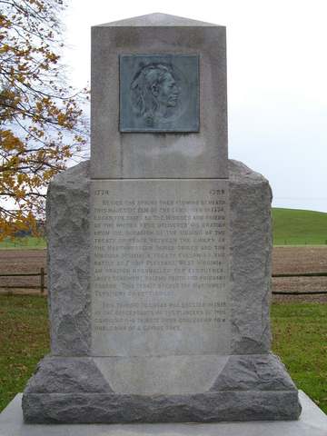 Monument to w:Chief Logan at Logan Elm State Memorial in Ohio