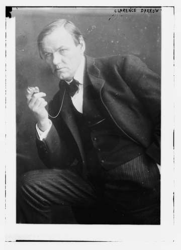 Title: Clarence Darrow, 3/4 standing, one leg raised Abstract/medium: 1 negative : glass ; 5 x 7 in. or smaller.