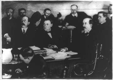 Title: Bill Haywood &amp; defense counsels, Clarence Darrow, Wilson &amp; Richardson Abstract/medium: 1 photographic pri