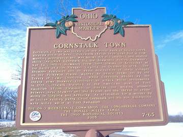 Cornstalk Town Ohio Historical Marker located on Emerson Road in Pickaway County, Ohio.