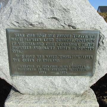 Camp Charlotte location plaque in Pickaway County, Ohio.