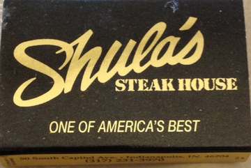 Matchbook from Shula's Steakhouse in Indianapolis, Indiana, circa 1990.