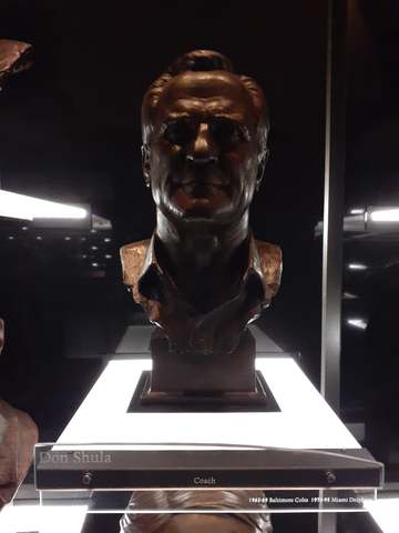 Don Shula's bronze bust at the Pro Football Hall of Fame.