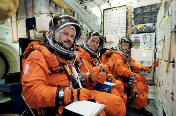 Astronauts training (Expedition 6) Cosmonaut Nikolai M. Budarin (left), astronaut Donald A. Thomas, both Expedition Six 