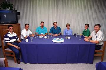 The STS-94 flight crew enjoys the traditional pre-liftoff breakfast in the crew quarters of the Operations and Checkout 