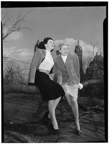 Gottlieb, William P., 1917-, photographer. [Portrait of Doris Day and Kitty Kallen, Central Park, New York, N.Y., ca. Ap