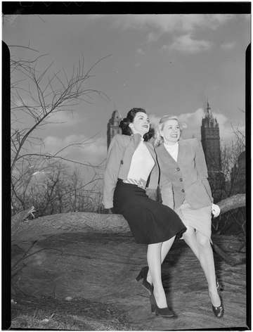 Gottlieb, William P., 1917-, photographer. [Portrait of Doris Day and Kitty Kallen, Central Park, New York, N.Y., ca. Ap