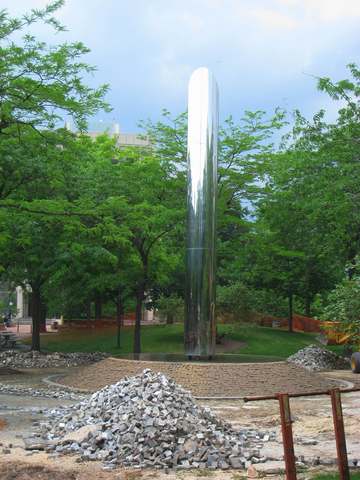 Monument to Albert Michelson &amp; Edward Morley, Case Western Reserve University, Cleveland, Ohio, USA. (Under reconstr