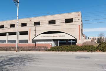 Columbus State parking garage. Site of the Elijah Pierce properties.