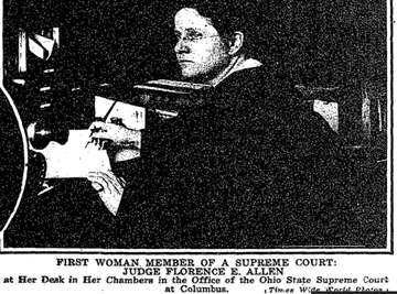 Florence E. Allen, First Woman Member of a Supreme Court, at her desk.