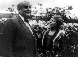 US President Warren G. Harding and his wife Florence in their garden