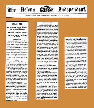 July 6, 1876 newspaper article in The Helena Independent (newspaper in Helena, Montana, U.S.) describing the June 25, 18