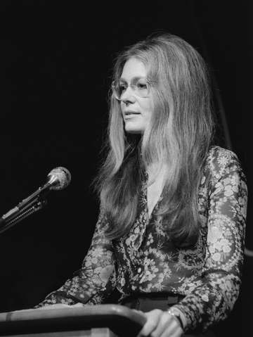 Gloria Steinem at a women's conference held at the LBJ Library on Nov. 9, 1975.