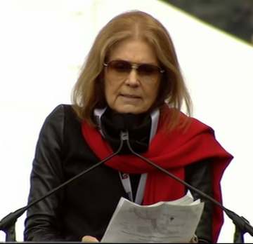 Gloria Steinem delivering a speech at the Women's March on Washington.