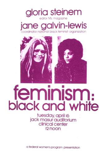 Portraits of Gloria Steinem and Jane Galvin-Lewis appear above the title in shades of purple. The date of the lecture is