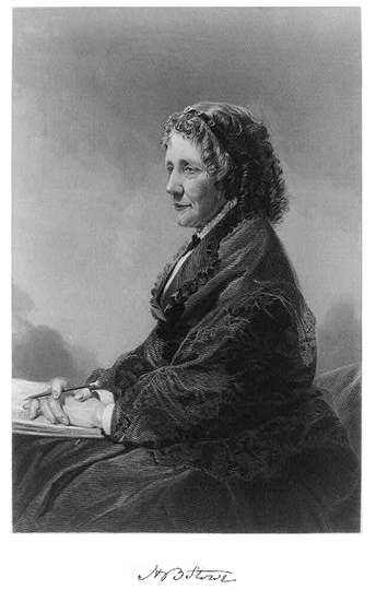 An engraving of Harriet Beecher Stowe from 1872, based on an oil painting by Alonzo Chappel, published by Johnson Fry &a