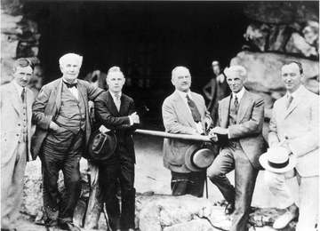 Photograph of famous visiting guests at the Grove Park Inn, Asheville, North Carolina, in 1918. From left are Harvey Fir
